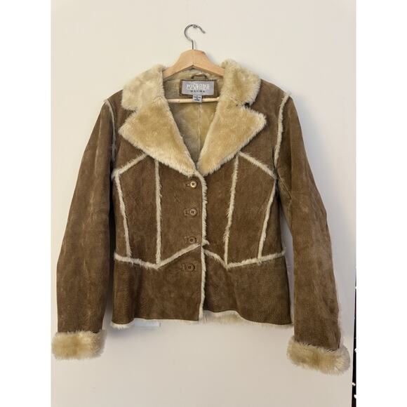 Wilsons Leather Jackets & Blazers - Wilson's Leather Maxima Suede Brown Jacket Size L Faux Fur Shearling Lining
